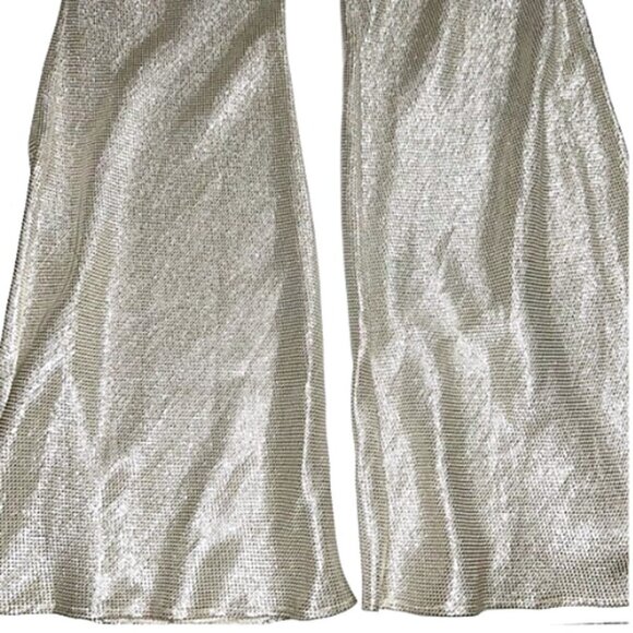 NWT Forte Forte Riflessi Silver Metallic Flared Pants M Italy Designer Statement - Picture 6 of 17